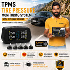 Roger TPMS | 5 Internal Sensors (Including Spare Tyre) | OEM-Style Sensors | Real-Time Tyre Pressure Monitoring | Instant Puncture Alerts | 2-Year Warranty | Auto Power On/Off