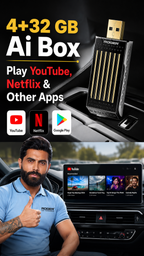 Roger AI Box 4GB + 32GB | YouTube, Netflix, Hotstar & Any App| 1-Year Warranty | Converts Wired Carplay & Android Auto to Wireless |