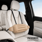 Roger Car Lumbar Support Cushion | Breathable Ergonomic Design | Adjustable Straps | Soft Cotton Comfort | Beige & Black