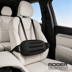 Roger Car Lumbar Support Cushion | Breathable Ergonomic Design | Adjustable Straps | Soft Cotton Comfort | Beige & Black