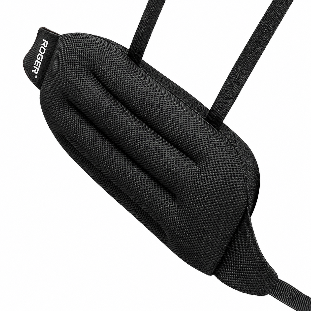Roger Car Lumbar Support Cushion | Breathable Ergonomic Design | Adjustable Straps | Soft Cotton Comfort | Beige & Black