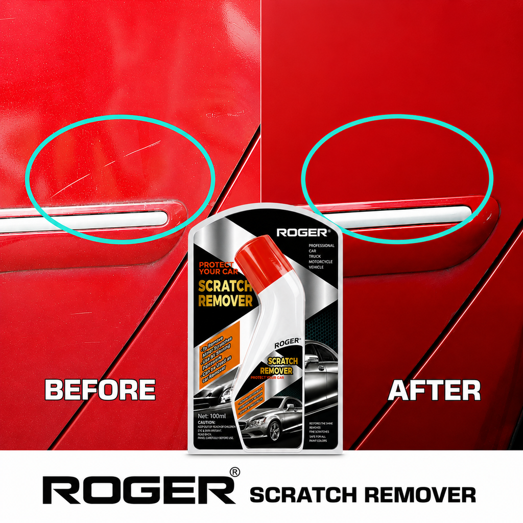 Roger Scratch Remover | Built-in Sponge Applicator | Removes Light Scratches & Restores Shine | For All Car Paint Colours | 100 ml