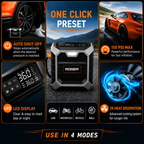 Roger 3 In 1 Multifunctional Jump Starter 800A Jump Starter | Digital Auto Cut-Off Air Inflator Wireless & 12V Operation | 8000 mAh Battery | 1 Year Warranty
