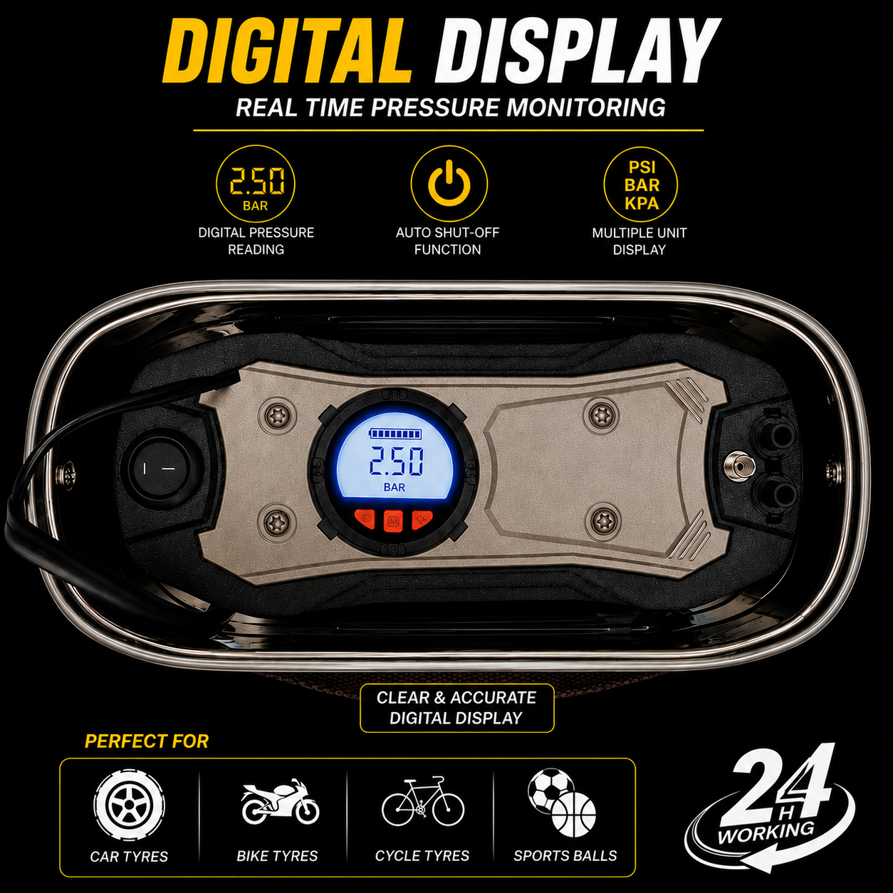 Roger Military-Grade Inflator | 6-Year Warranty | Robust & Rugged Design | Heavy-Duty Metal Body | Built for Long-Term Use | Works for Cars & SUVs