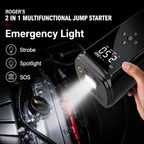 Roger 2-In-1 Multifunctional Jump Starter – Your Ultimate Car Emergency Companion! Jump-Start Your Vehicle, Inflate Tires, Charge Your Gadgets, Or Light Up The Night – All In One Compact Device. 🚗