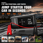 Roger 2-In-1 Multifunctional Jump Starter – Your Ultimate Car Emergency Companion! Jump-Start Your Vehicle, Inflate Tires, Charge Your Gadgets, Or Light Up The Night – All In One Compact Device. 🚗