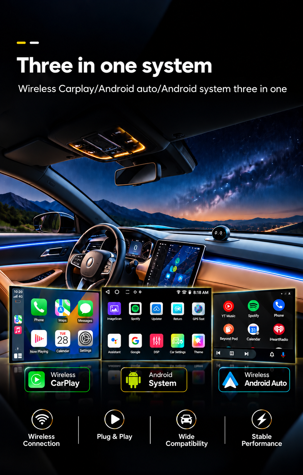 Roger AI Box 4GB + 32GB | YouTube, Netflix, Hotstar & Any App| 1-Year Warranty | Converts Wired Carplay & Android Auto to Wireless |