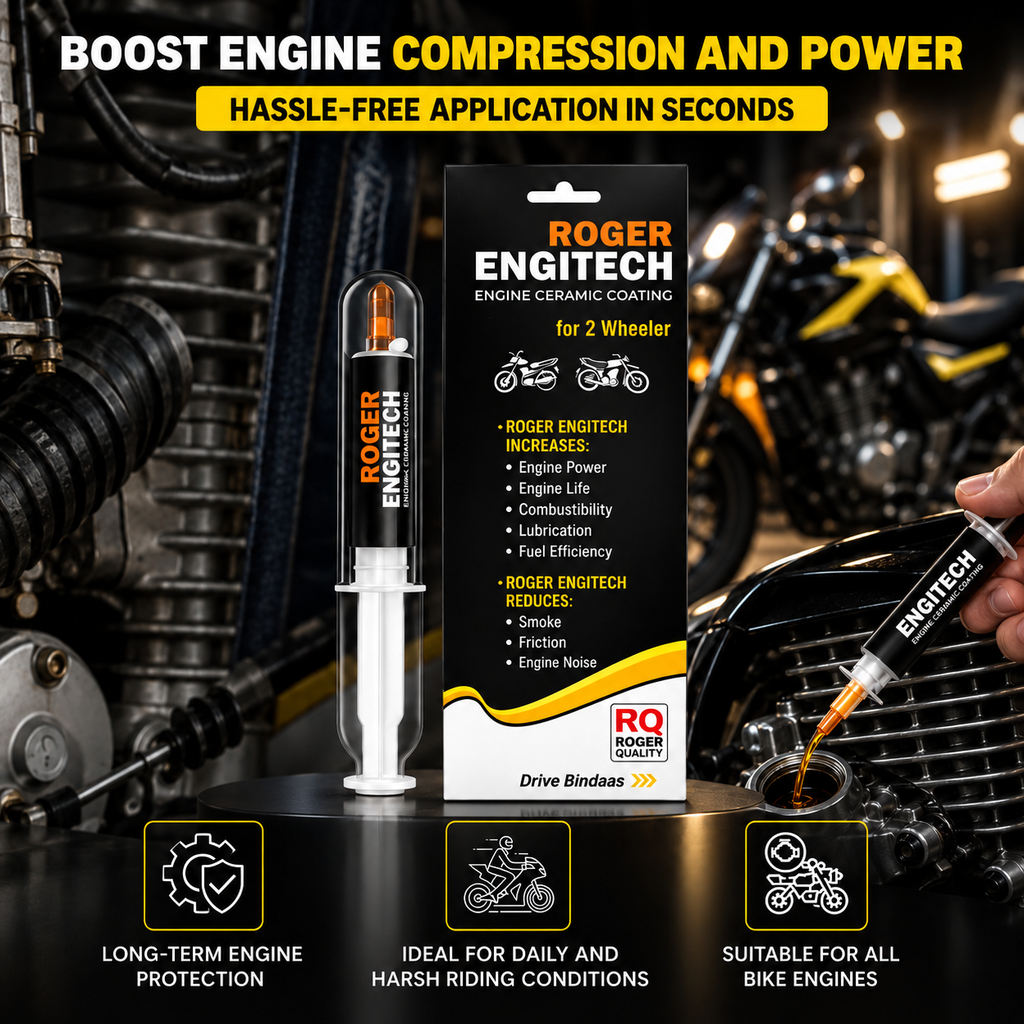 Roger Engitech Engine Oil Additive for Two-Wheelers | Reduces Engine Friction | Better Pickup & Performance | Reduces Engine Noise | Lasts Up to 5,000 km | DIY Easy Application