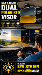 Roger Dual Day/Night Polarised Visor | Optical Grade | Reduces Eye Fatigue | Enjoy Day and Night Driving | UV and Blue Light Protection | Fits All Car Models