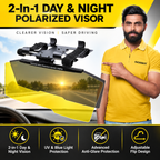 Roger Dual Day/Night Polarised Visor | Optical Grade | Reduces Eye Fatigue | Enjoy Day and Night Driving | UV and Blue Light Protection | Fits All Car Models