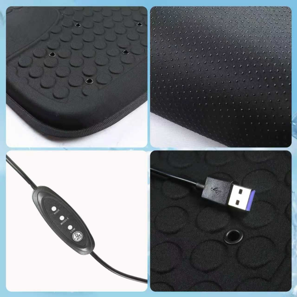 ROGER Universal Car Cooling Seat Cushion with 3-Speed Fan, Remote Control & 12V/USB-C Power
