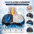 ROGER Universal Car Cooling Seat Cushion with 3-Speed Fan, Remote Control & 12V/USB-C Power