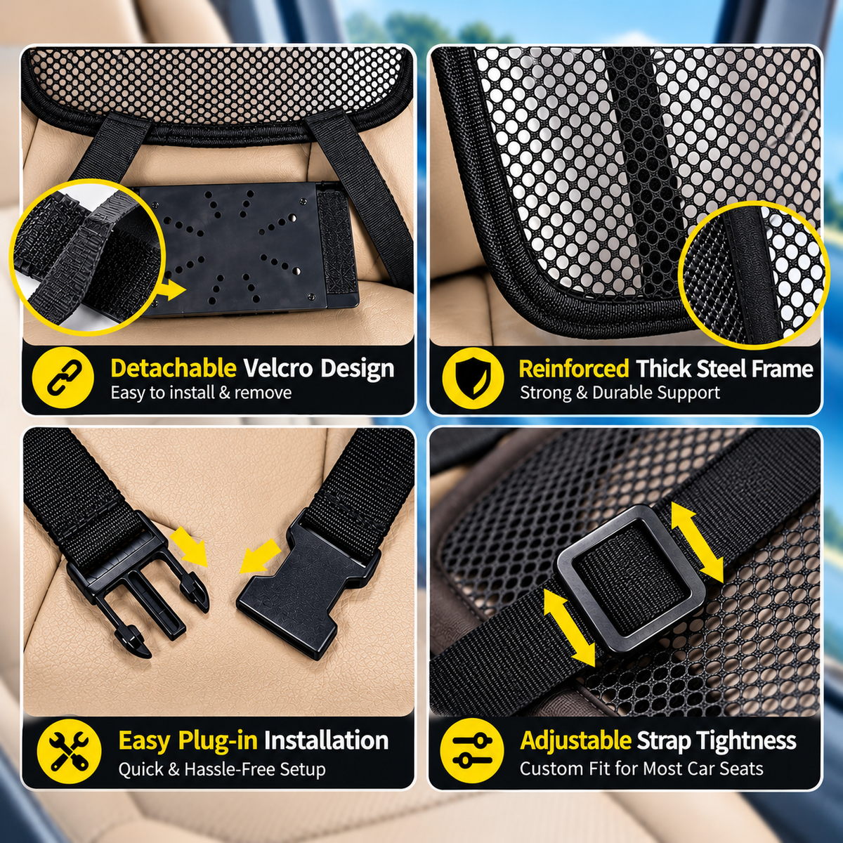 Roger Ventilated Cooling Backrest | 1-Year Warranty | Built-In Cooling Fan | Ergonomic Lumbar Support | Reduces Back Fatigue | USB Powered