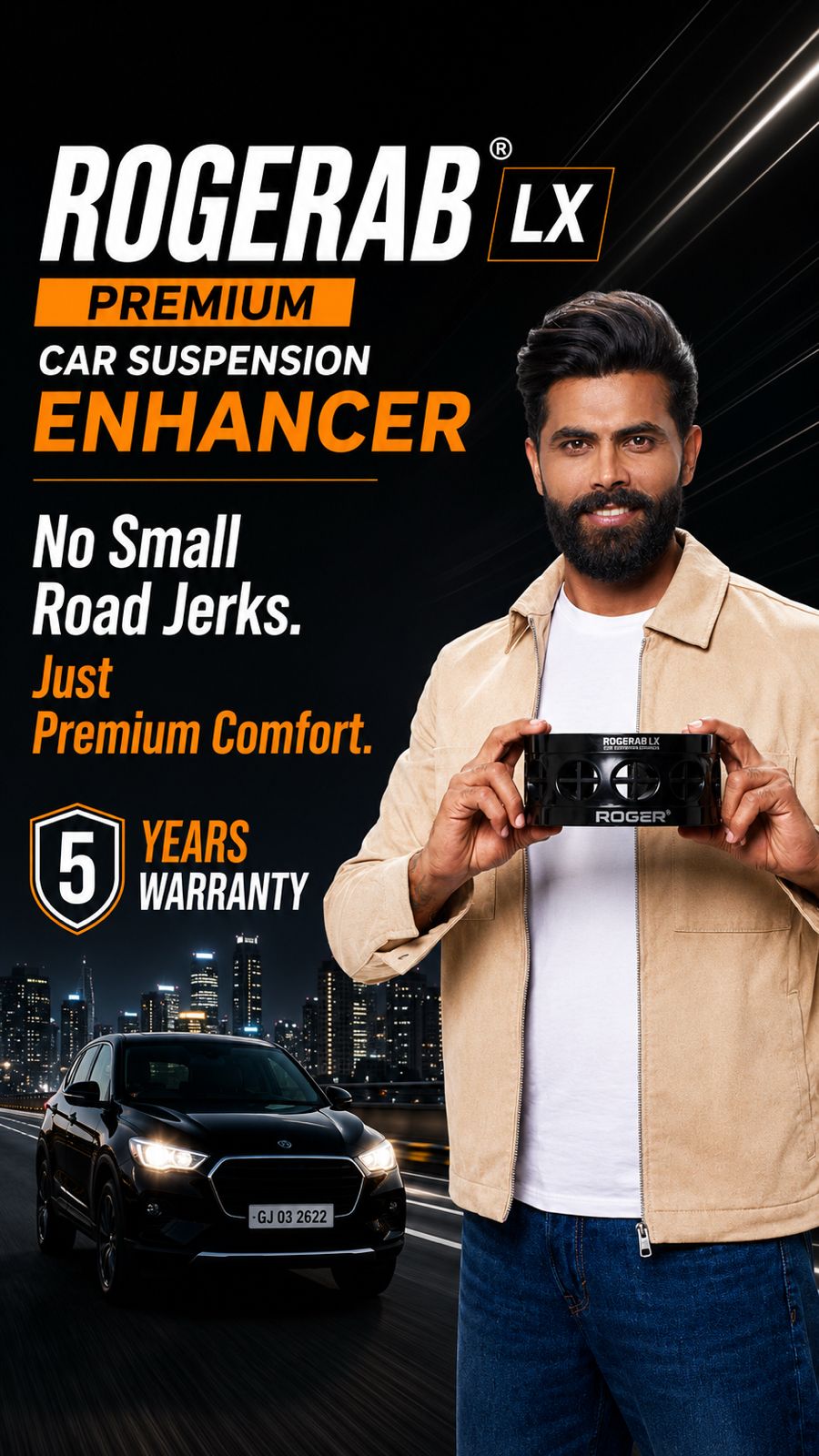 ROGERAB LX Premium Suspension Enhancer (4 Pcs) | Ultra-Soft TPU Technology | Superior Shock Absorption | Smoother Ride & Enhanced Stability | Fits All Car Models