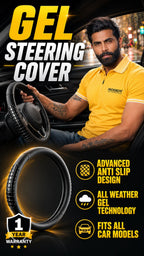 ROGER Gel Car Steering Wheel Cover | Advanced Anti-Slip Grip | All-Weather Gel Technology | Universal Fit | 1 Year Warranty
