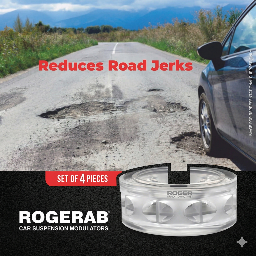 ROGERAB Standard Car Coil Spring Buffer (4 Pcs) For Reduced Road Jerks, Increased Stability, And Increased Height – Suitable For All Old & New Car Makes, Models & Variants