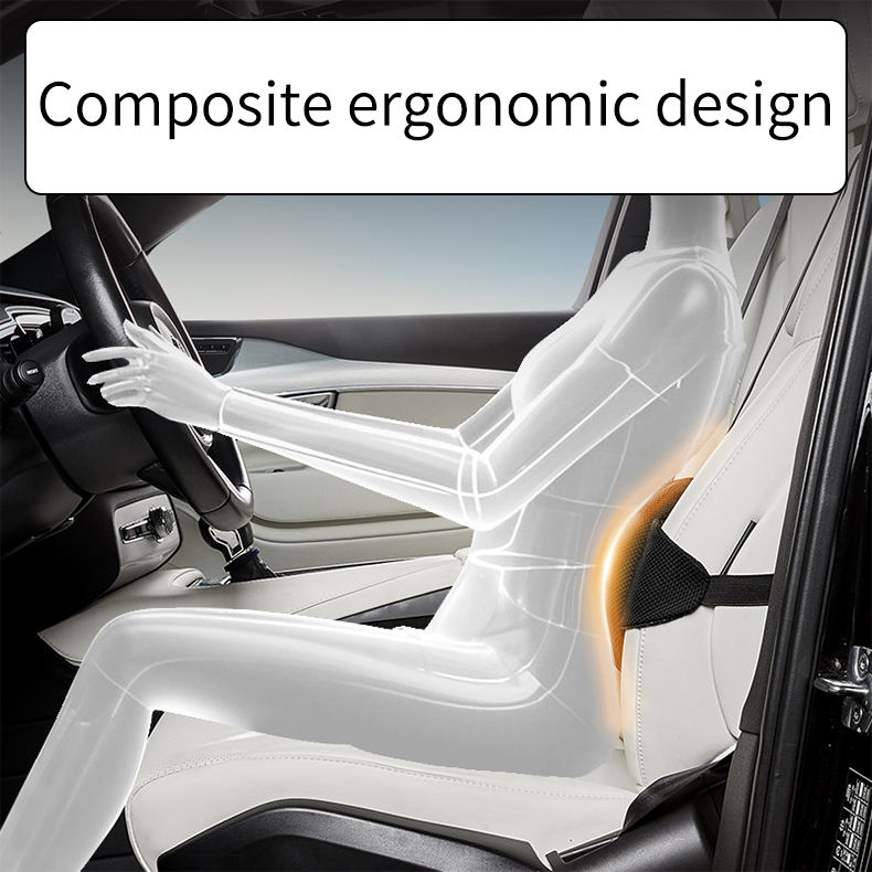 Roger Car Lumbar Support Cushion | Breathable Ergonomic Design | Adjustable Straps | Soft Cotton Comfort | Beige & Black