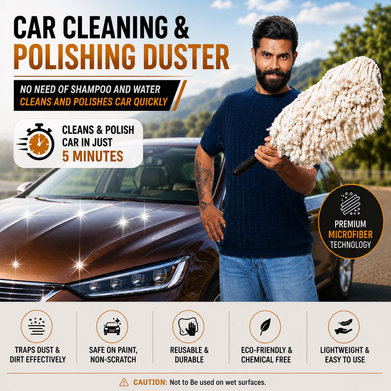 ROGER Carster Car Duster Body Cleaning Brush