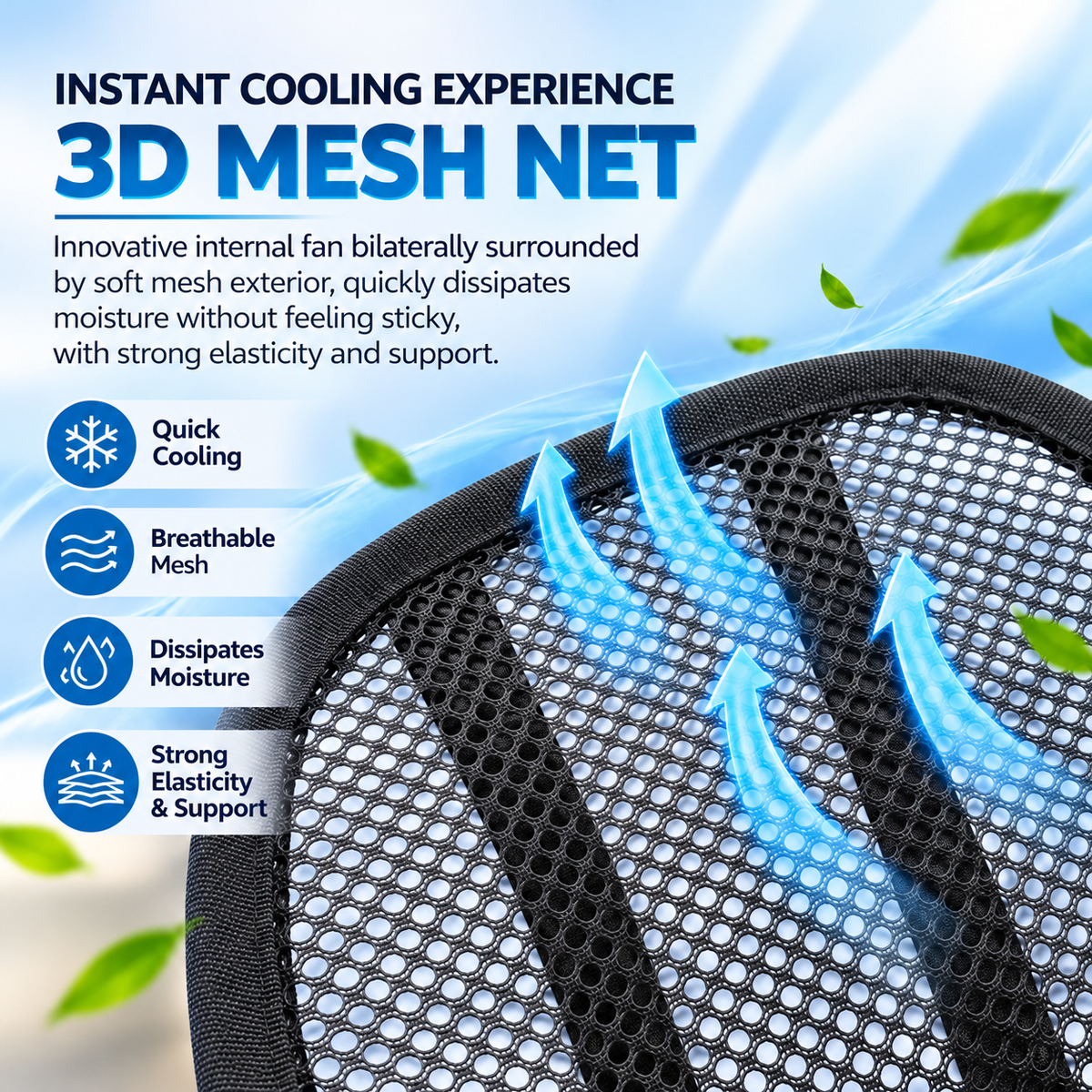 Roger Ventilated Cooling Backrest | 1-Year Warranty | Built-In Cooling Fan | Ergonomic Lumbar Support | Reduces Back Fatigue | USB Powered