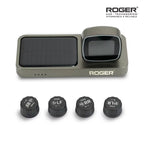 Roger Solar TPMS Tire Pressure Monitoring System for Cars | Real-Time Tire Pressure & Temperature Monitor | 4 External Wireless Sensors | Universal Fit | Unique Solar Display