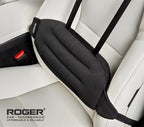 Roger Car Lumbar Support Cushion | Breathable Ergonomic Design | Adjustable Straps | Soft Cotton Comfort | Beige & Black