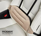 Roger Car Lumbar Support Cushion | Breathable Ergonomic Design | Adjustable Straps | Soft Cotton Comfort | Beige & Black