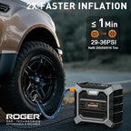 Roger 3 In 1 Multifunctional Jump Starter 800A Jump Starter | Digital Auto Cut-Off Air Inflator Wireless & 12V Operation | 8000 mAh Battery | 1 Year Warranty