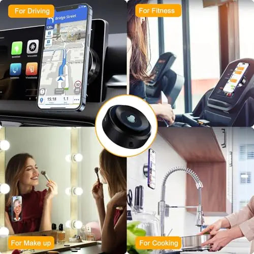 ROGER Intelligent Suction & Magnetic Car Phone Holder (With Mobile Charging)