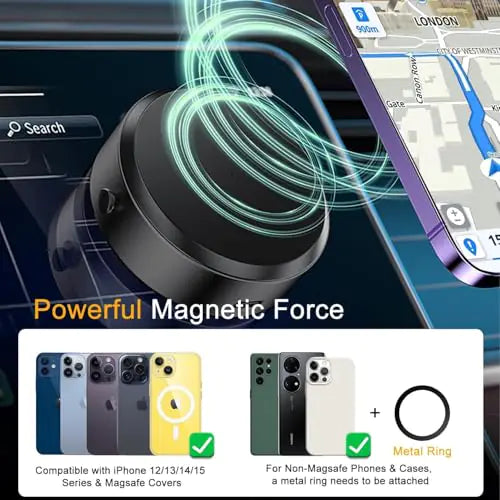 ROGER Intelligent Suction & Magnetic Car Phone Holder (With Mobile Charging)