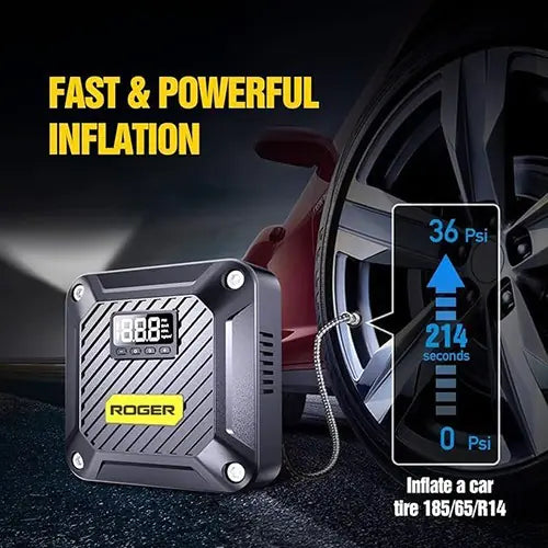 ROGER Air Compressor Pump – Powerful Tire Inflator with Digital Gauge