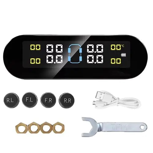 ROGER Solar-Powered Tire Pressure Monitoring System with LCD Display & External Sensors