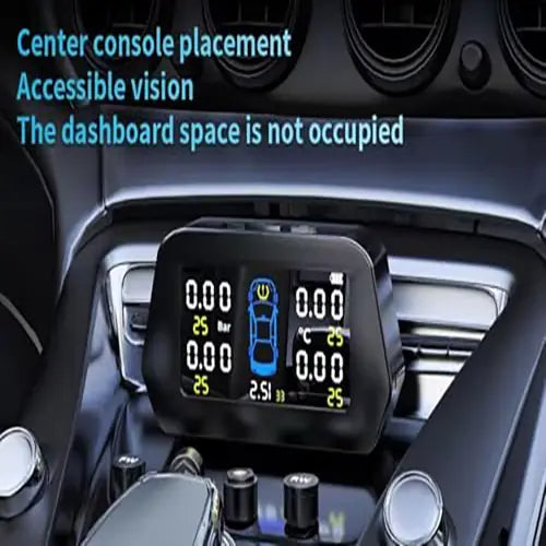 ROGER Internal TPMS – 5 Tire Sensors for Cars | Wireless Solar & USB Charging | LCD Color Display & 5 Alarm Modes