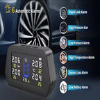 ROGER External TPMS – 5 Tire Sensors for Cars | Wireless Solar & USB Charging | LCD Color Display & 5 Alarm Modes