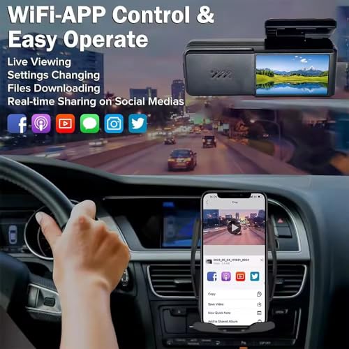 ROGER WiFi Dash Cam with Display Screen & 64 GB Memory Card (Single Channel)