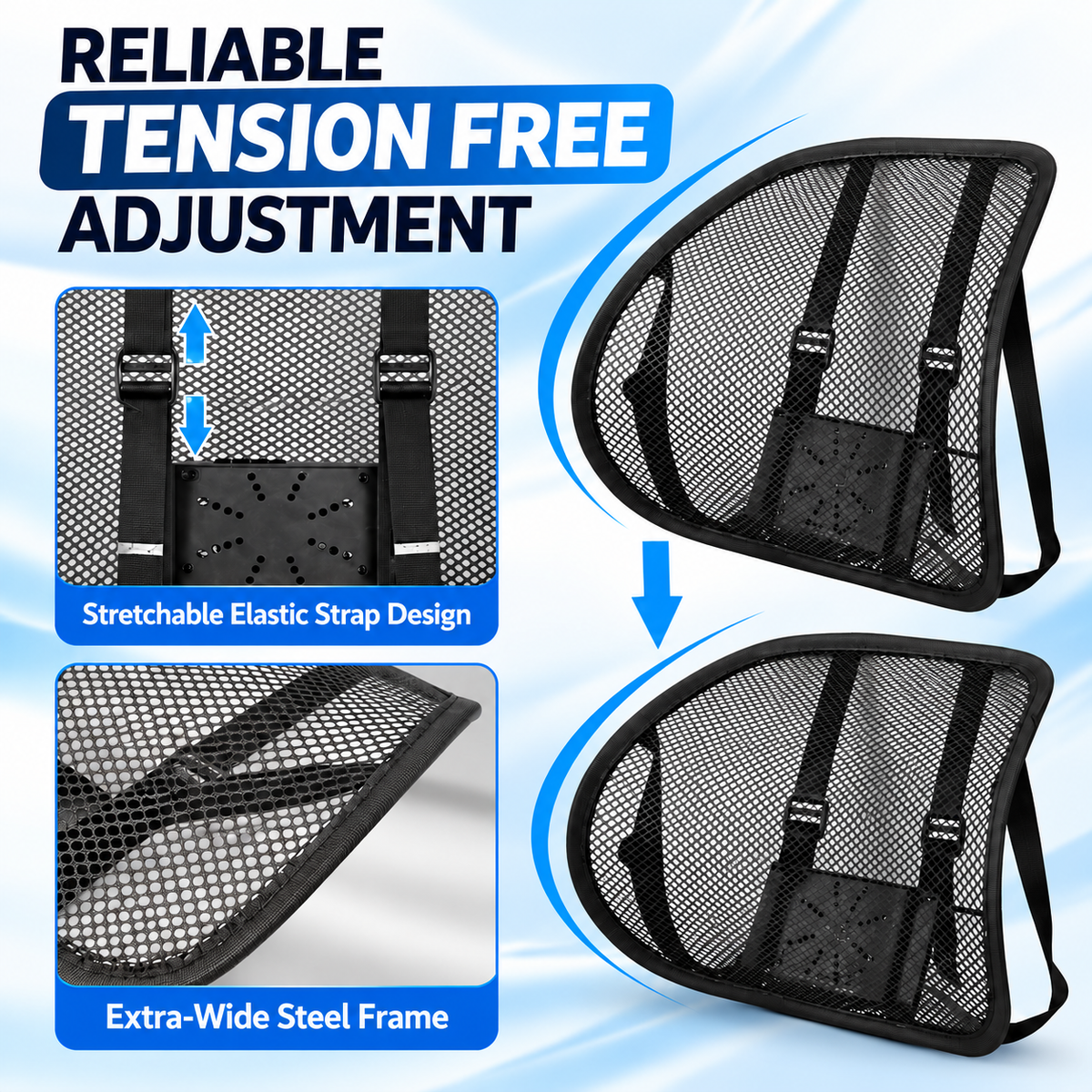 Roger Ventilated Cooling Backrest | 1-Year Warranty | Built-In Cooling Fan | Ergonomic Lumbar Support | Reduces Back Fatigue | USB Powered