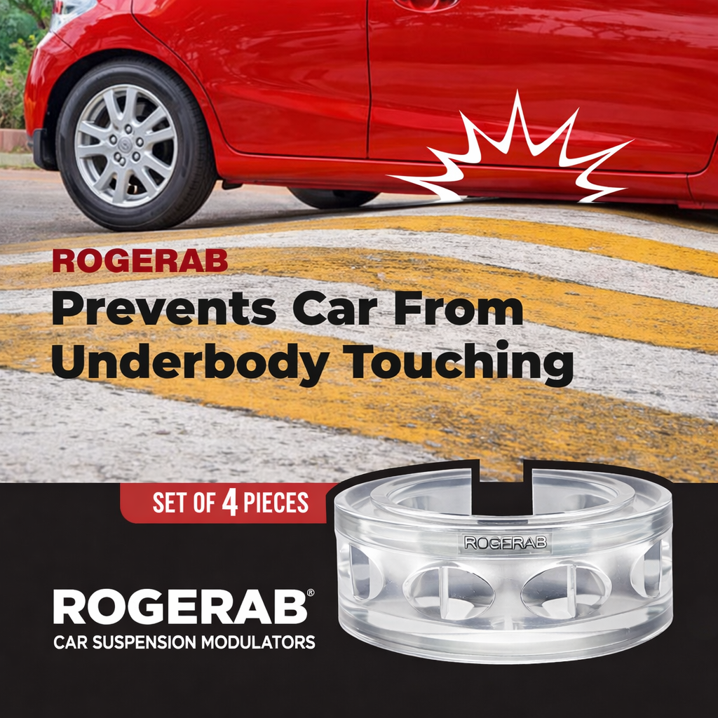 ROGERAB Standard Car Coil Spring Buffer (4 Pcs) For Reduced Road Jerks, Increased Stability, And Increased Height – Suitable For All Old & New Car Makes, Models & Variants