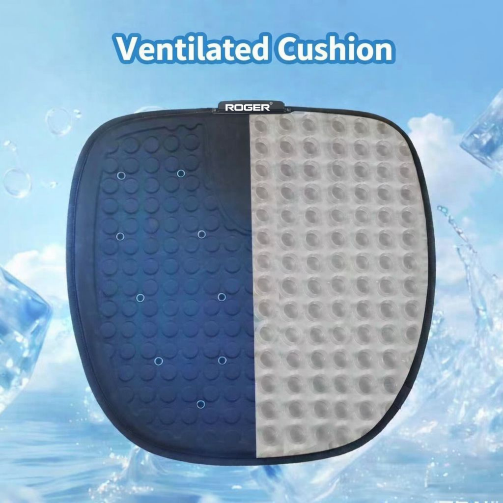 ROGER Universal Car Cooling Seat Cushion with 3-Speed Fan, Remote Control & 12V/USB-C Power