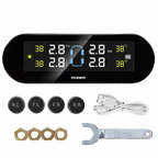 ROGER Solar-Powered Tire Pressure Monitoring System with LCD Display & External Sensors