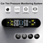 ROGER Solar-Powered Tire Pressure Monitoring System with LCD Display & External Sensors