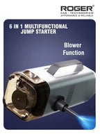 ROGER 6-in-1 Car Jump Starter with Digital Tyre Inflator (150 PSI), Vacuum Cleaner, 8000mAh Power Bank & LED Light | For 6.0L Petrol & 3.0L Diesel Cars