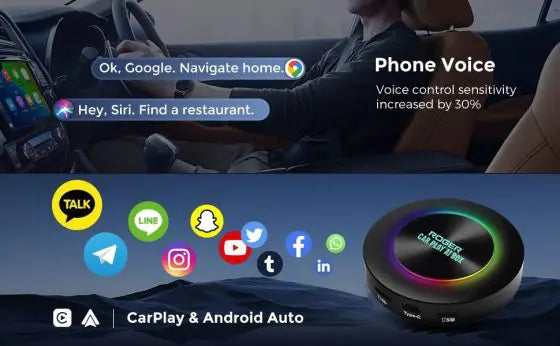 Roger’s CarPlay AI Box with 4G SIM Slot | Android 13 | 4GB+64GB | Qualcomm | Stream YouTube, Netflix, Google Maps | Wireless CarPlay & Android Auto | 4K Video | Dual Bluetooth | GPS | 2-Year Warranty