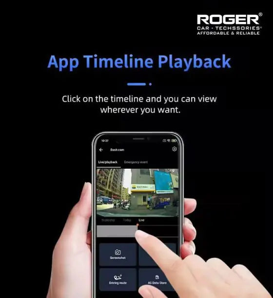 Roger 4G SIM Dash Cam – Remote Monitoring | G-Sensor | 2-Year Warranty | 🚘 Just insert a SIM to stream live footage, track GPS, or playback via HOTCAM app | Includes free 64GB memory card | Auto collision recording with built-in G-Sensor