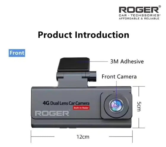 Roger’s 4G SIM Based Dashcam! Dual cameras (front & rear) capture crystal-clear video with night vision. Enjoy live streaming, GPS tracking, G-sensor collision alerts, and remote access via app. Comes with WiFi