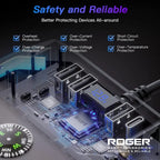 ROGER 7-in-1 Cigarette Lighter Splitter, 120W Car Charger Adapter with 3 Sockets & Independent Switches, 4 USB Ports (USB-A/USB-C), LED Voltage Display