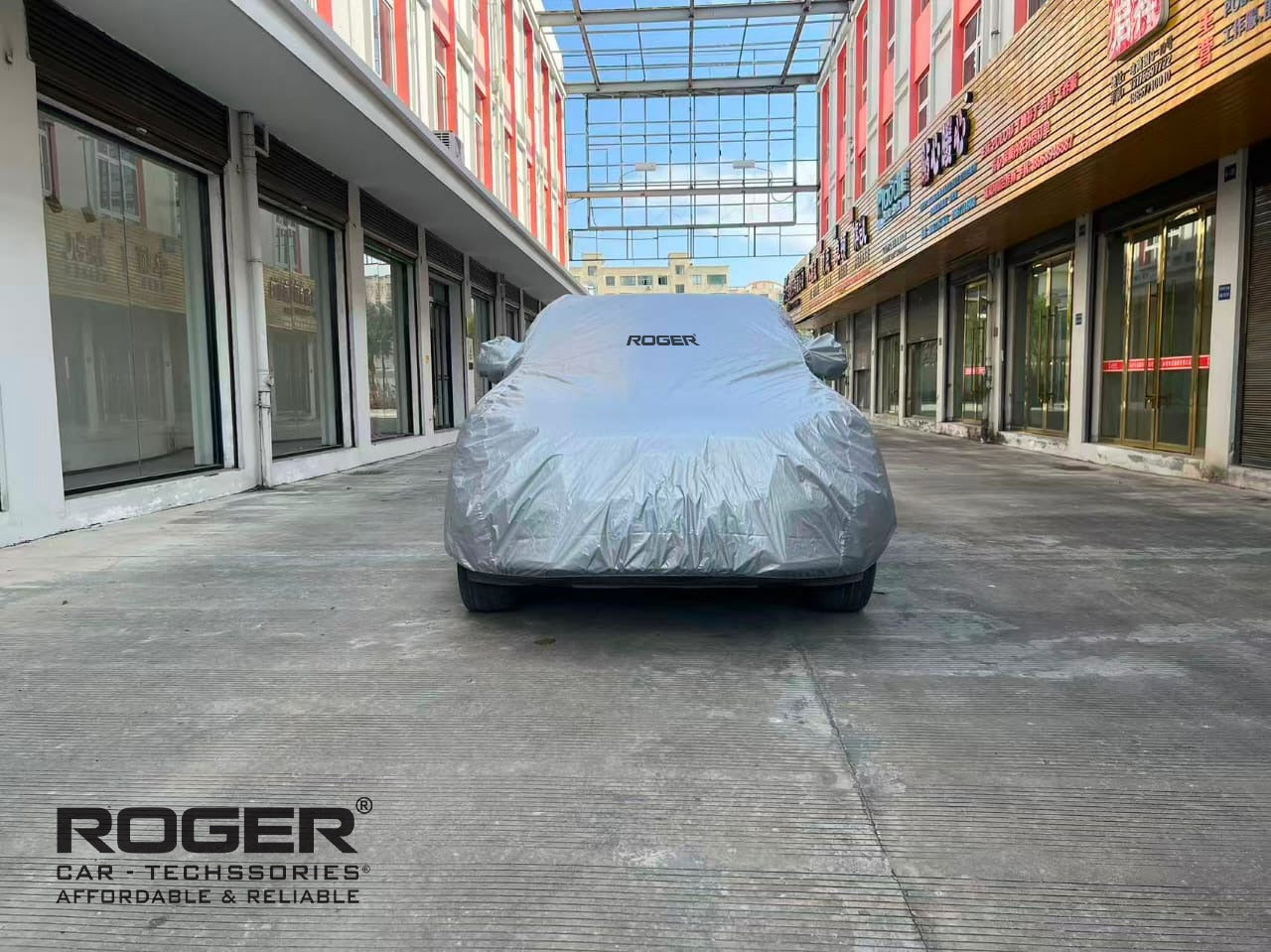 Roger Waterproof Car Body Cover with Mirror Pockets, Windproof Belt, Premium Thick Fabric, Universal Fit for Hatchback, Sedan & SUV