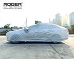 Roger Waterproof Car Body Cover with Mirror Pockets, Windproof Belt, Premium Thick Fabric, Universal Fit for Hatchback, Sedan & SUV