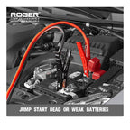 ROGER 800A Jump Start Booster Cable, 2 Meter Heavy-Duty Copper-Clad Aluminium, Insulated Clamps with Storage Case