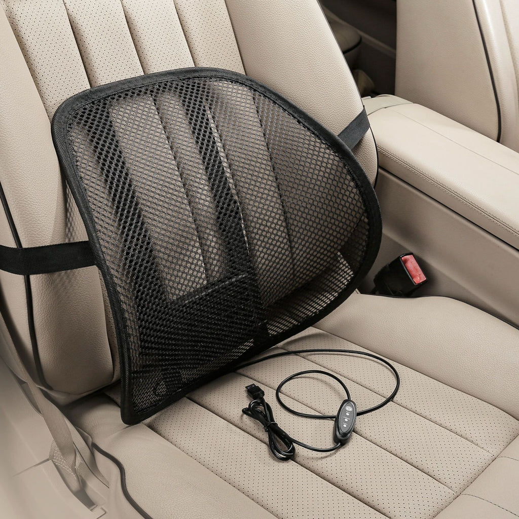 ROGER Car Cooling Lumbar Support Cushion With Built-In Fan & Ergonomic Back Support