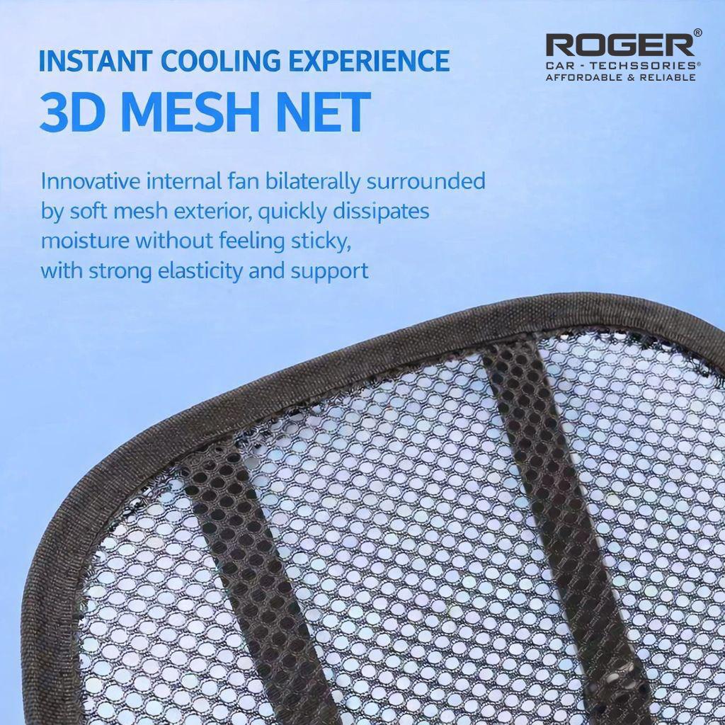 ROGER Car Cooling Lumbar Support Cushion With Built-In Fan & Ergonomic Back Support