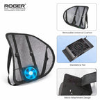ROGER Car Cooling Lumbar Support Cushion With Built-In Fan & Ergonomic Back Support
